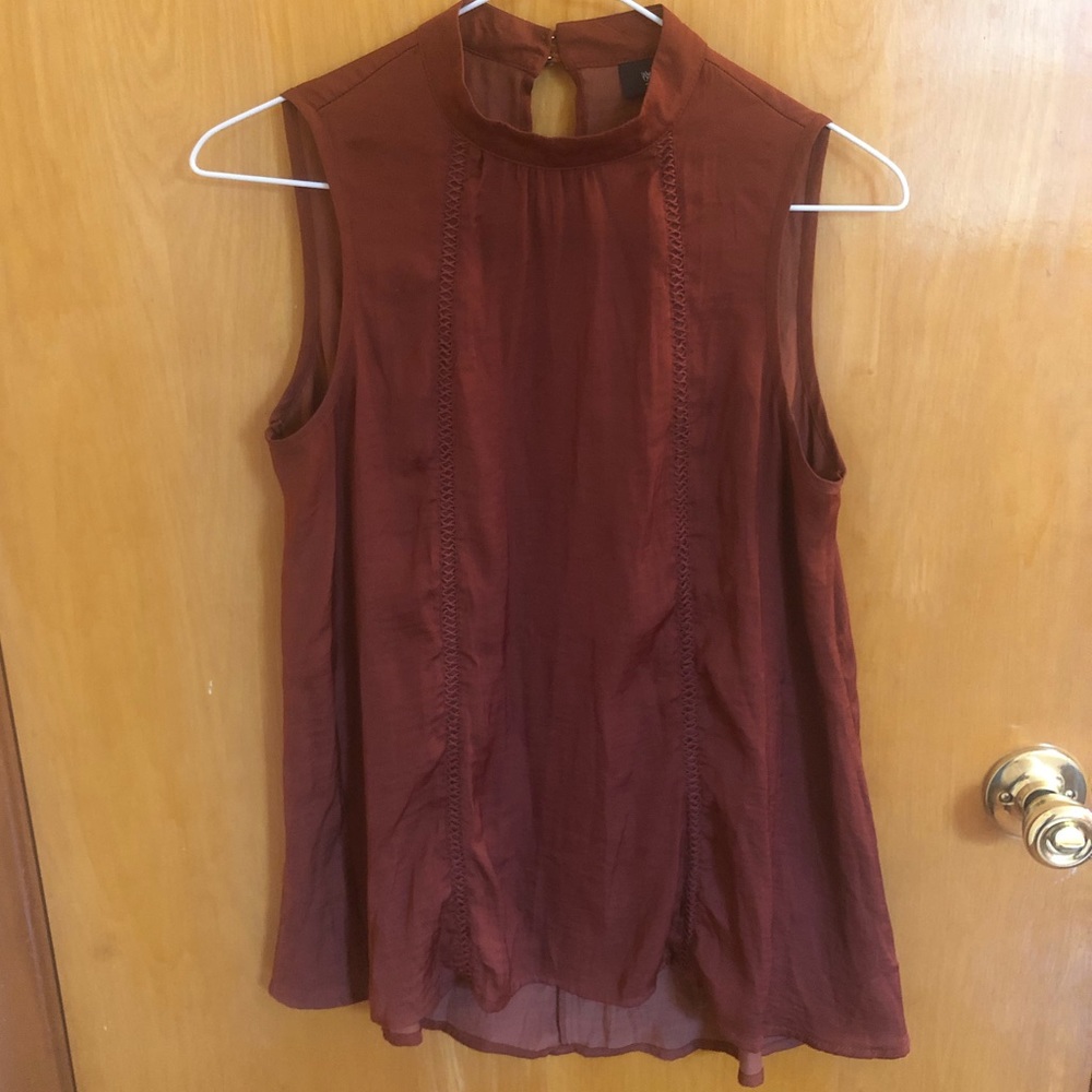 Mossimo Brown Sleeveless Mock Neck Top - Size Small